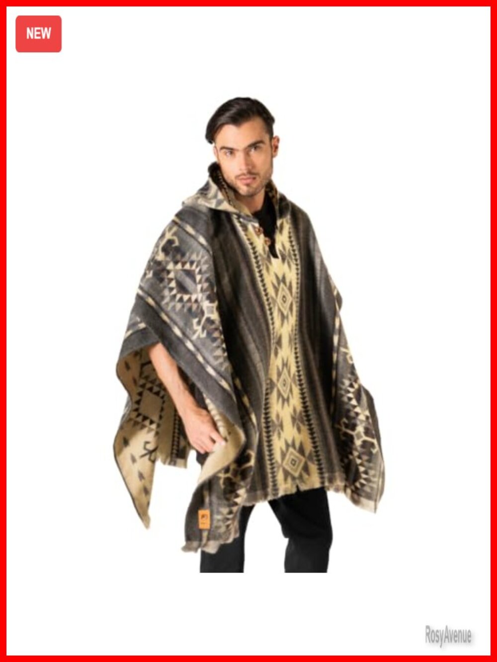 Alpaca Wool Poncho Hooded Cape Western Unisex One Size Warm